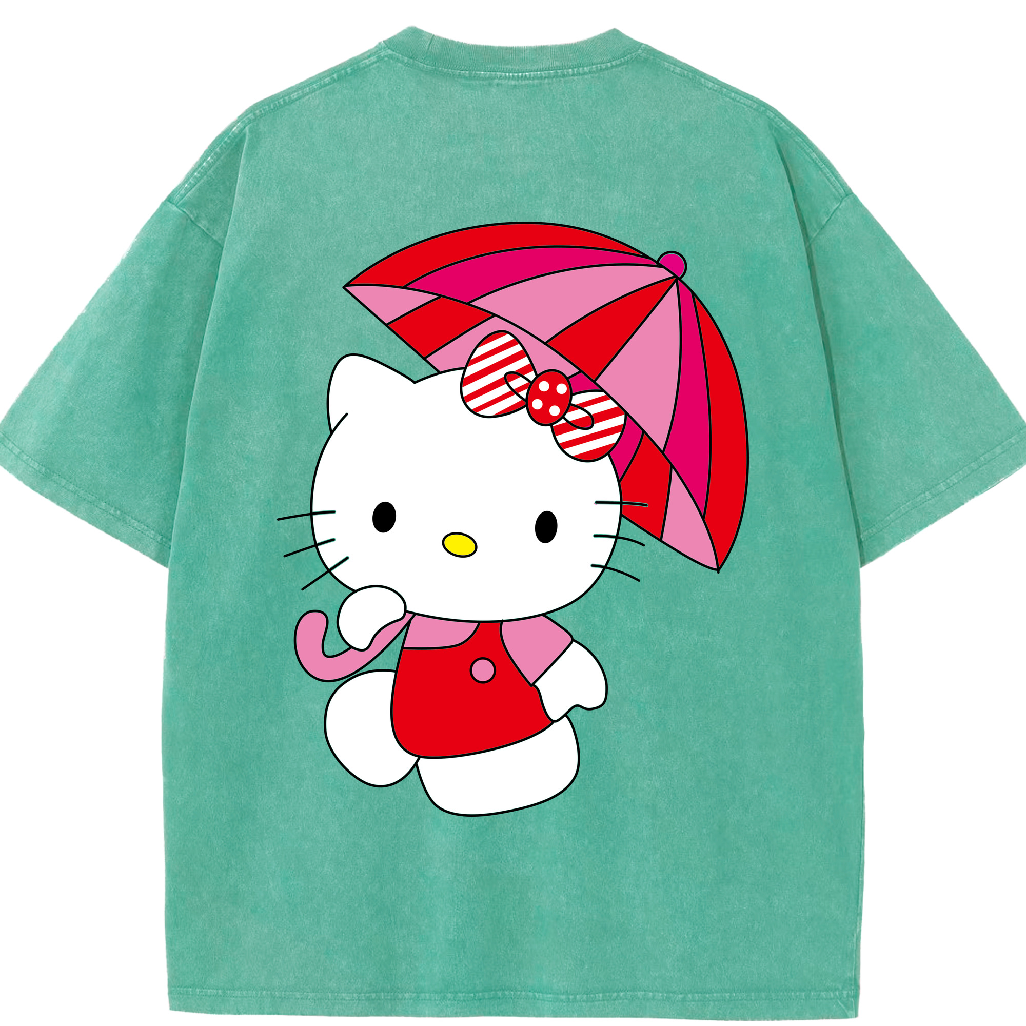 （画像用） Hello Kitty ハローキティ 綿100% ヴィンテージ風 半袖Tシャツ（背面プリント）